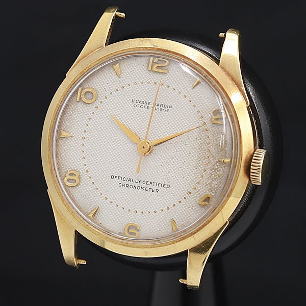 1円 稼働 トップのみ 良品 手巻き ユリスナルダン 682543 K18/750 25.1ｇ クロノメーター 白文字盤 メンズ腕時計 KRK 6092900