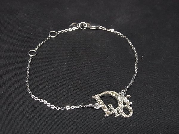 1円 ChristianDior クリスチャンディオール ラインストーン ブレスレット アクセサリー レディース シルバー系 AS2018