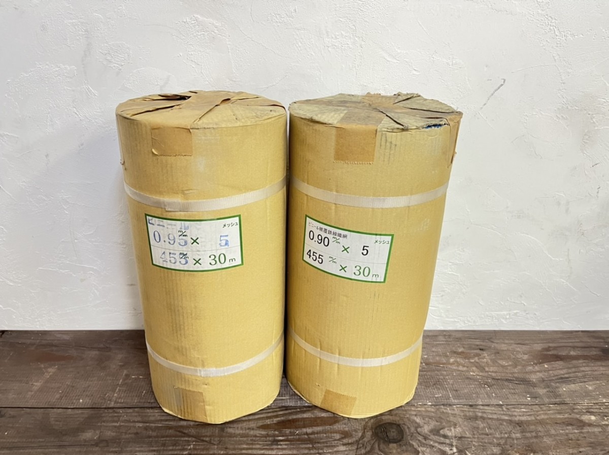 未使用保管品　メッシュ フェンス ブルー ビニールコーティング ガーデン 家の改善 ケージ カラー青 ワイヤーネット サイズ : 455×30m（1