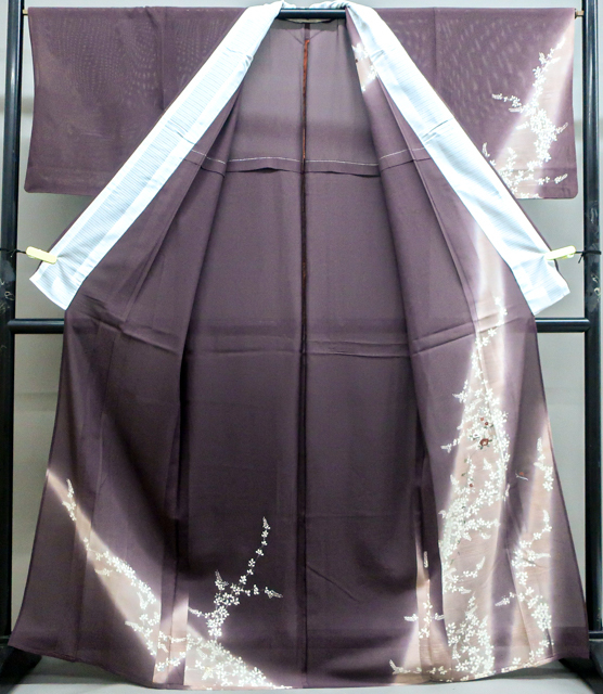 《京都一輝堂》【着物】訪問着　夏物　日本刺　枝花文様 身丈約164.5cm 裄丈約66.5cm 23Z-2474