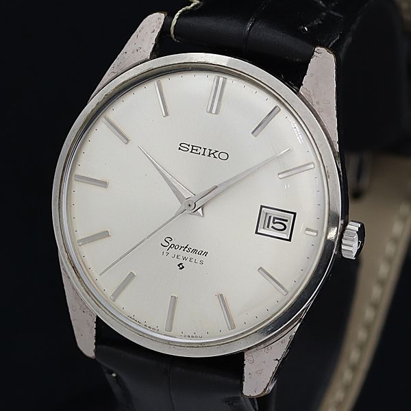 1円 稼働 良品 セイコー 882990 セイコースポーツマン 手巻き デイト シルバー文字盤 メンズ腕時計 MTM 0583000