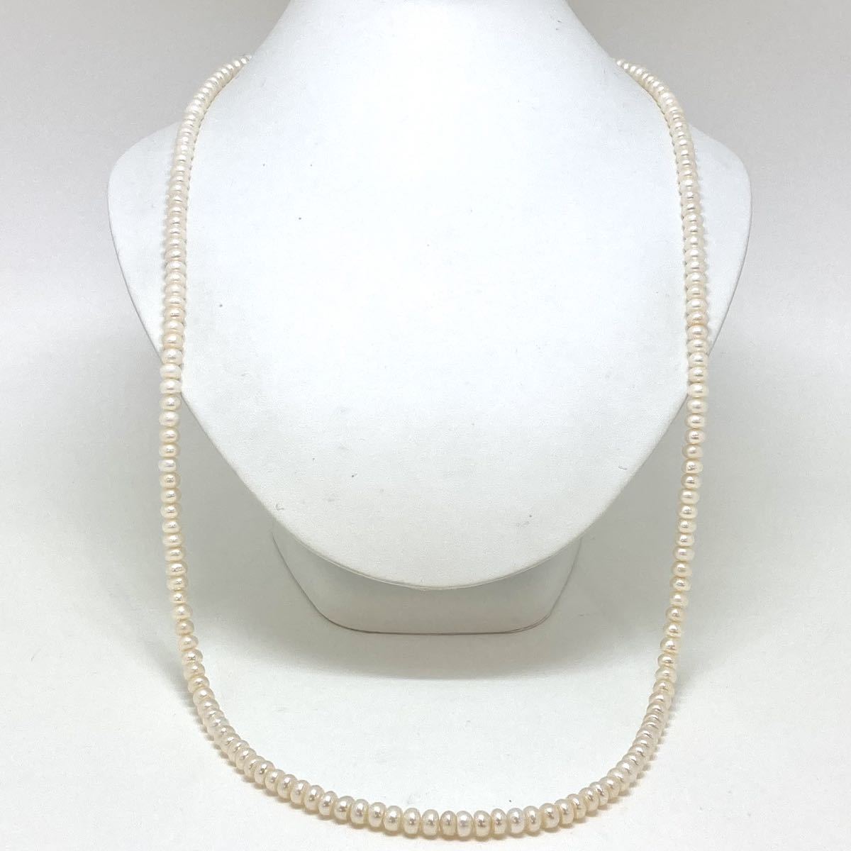 ［ 淡水パールネックレス］O 約45.8g 約6mm珠 83cm 真珠 pearl necklace accessory 首飾り silver シルバー DA2/DA2