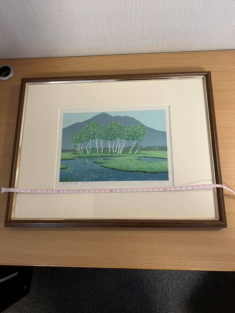 小暮真望 シルクスクリーン 新緑の拠水林_9