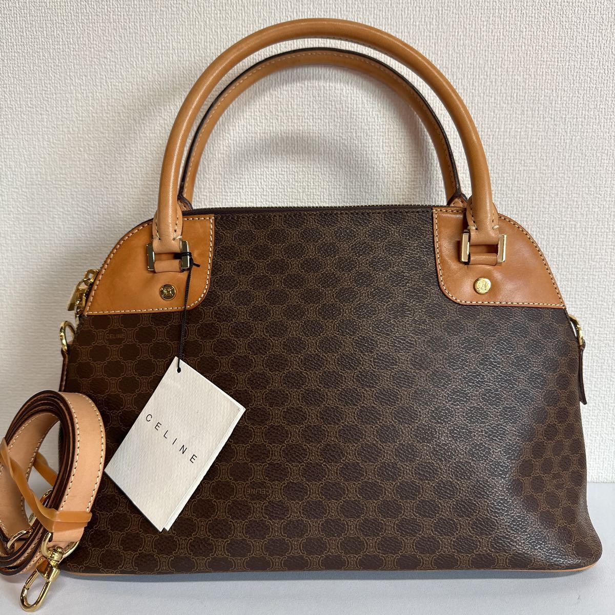 未使用タグ付き】CELINE セリーヌ マカダム柄 ハンドバッグ 2way 