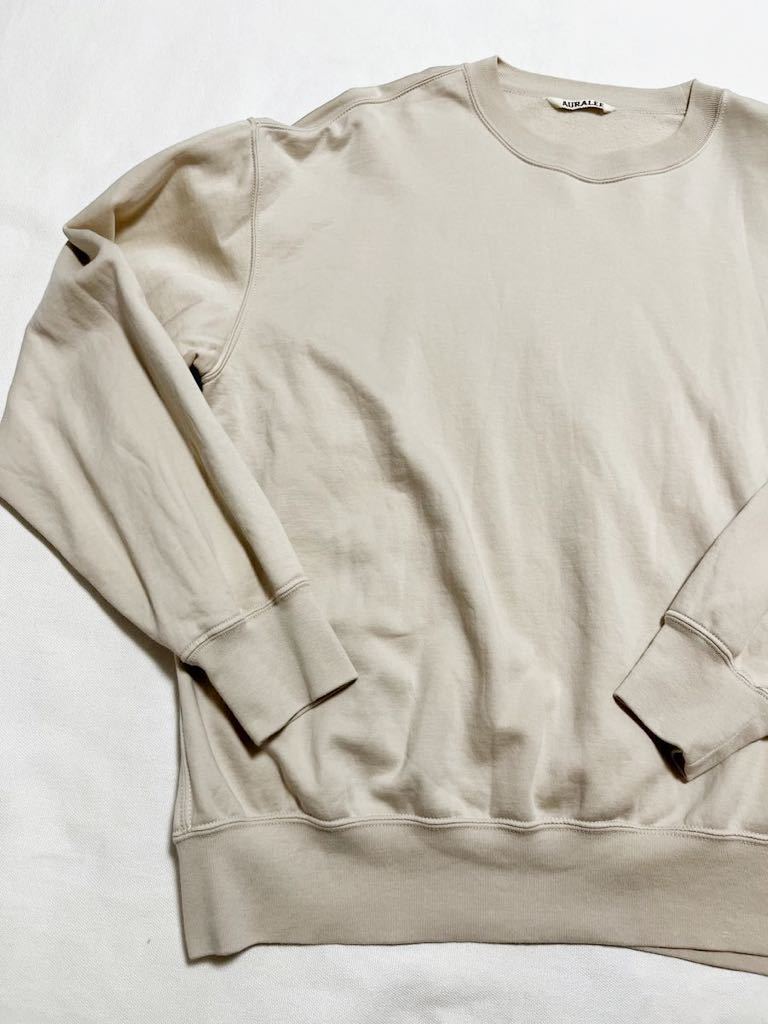 Auralee Elastic High Gauge Sweat P/O in Ivory Beige