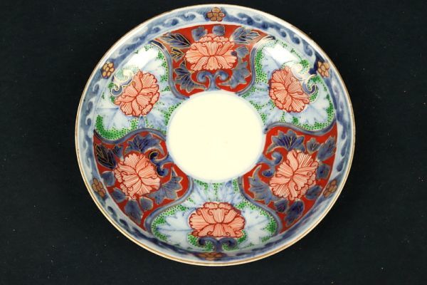 3516□ 伊万里色絵花文皿 5点セット 金彩色絵 染付 陶磁器