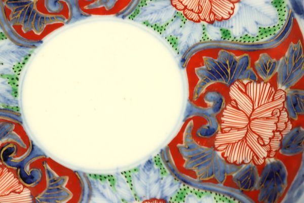 3516□ 伊万里色絵花文皿 5点セット 金彩色絵 染付 陶磁器