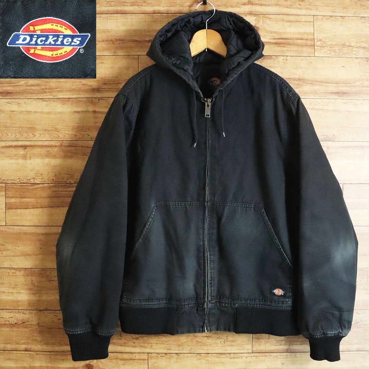 J8S/y5.24-1　Dickes　ディッキーズ　ダックパーカー　アクティブジャケット　裏キルティング　ワークジャケット　メンズ　L　ブラック