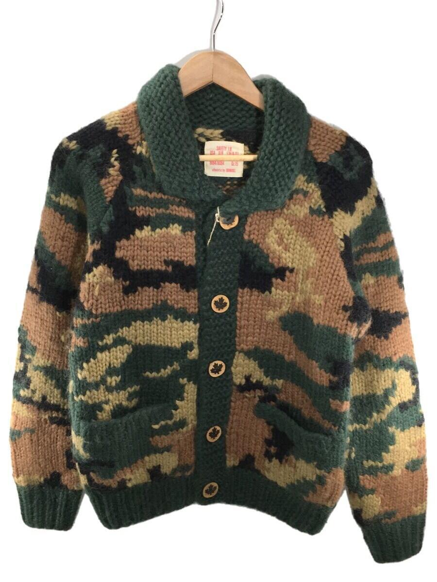 JOHN BULL◆カウチンニット/カーディガン(厚手)/M/ウール/GRN/カモフラ/JB004
