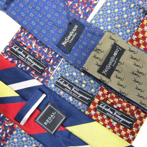 1円～ シャネル フェラガモ等 ノーブランド含む ストライプ ロゴ他 メンズ ブランド ネクタイ 300点 セット まとめ売り 大量 卸 dc68043