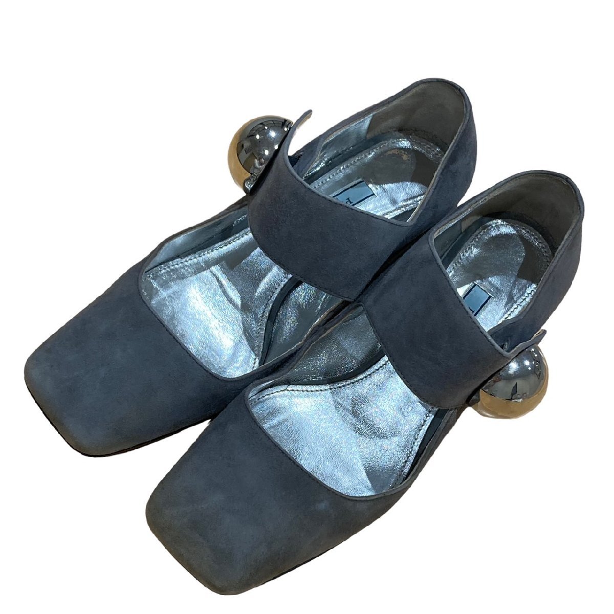 PRADA パンプス 35 1/2 PRADA プラダ スエード チャンキーソール パンプス 35 1/2 グレー系