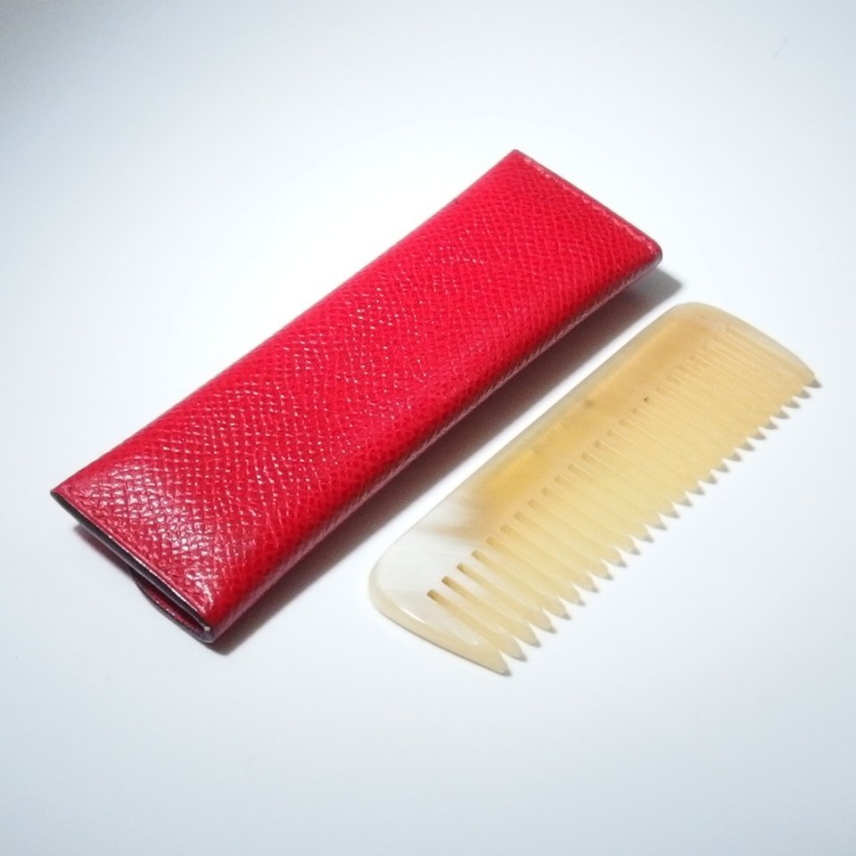 HERMES HERMES エルメス バッファローボーン コーム 櫛 くし 純正革