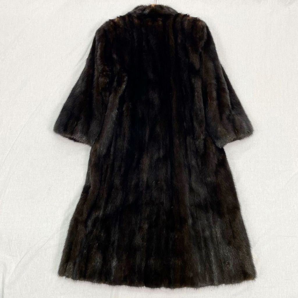 最高級ミンク 毛皮 ロングコート ダークブラウン リアルファー 11号 L
