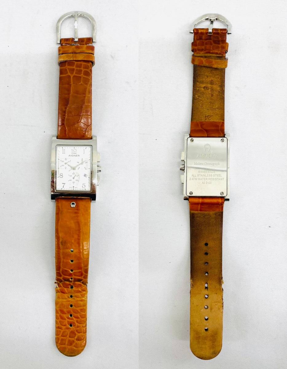 D6533*1 AIGNER アイグナー AO3100 クォーツ スクエア型 クロノグラフ