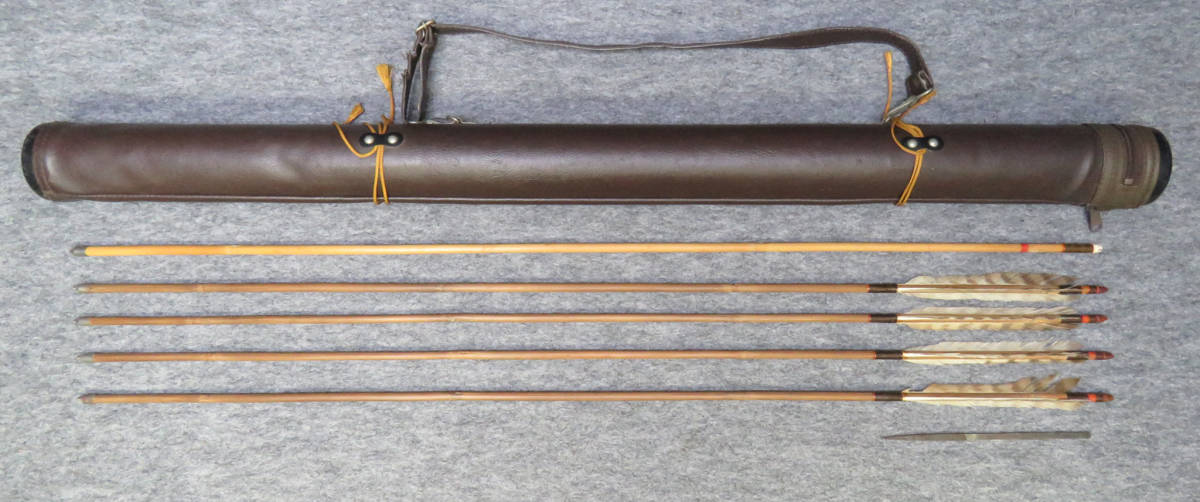 ●(2) 弓矢 竹矢 5本set 矢筒付【USED】
