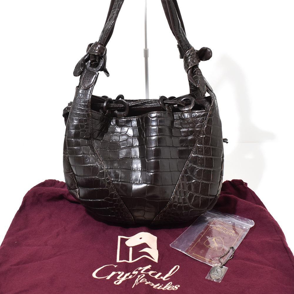 美品 Crystal Reptiles ハンドバッグ グレー 極美品 レザージュエルズ 