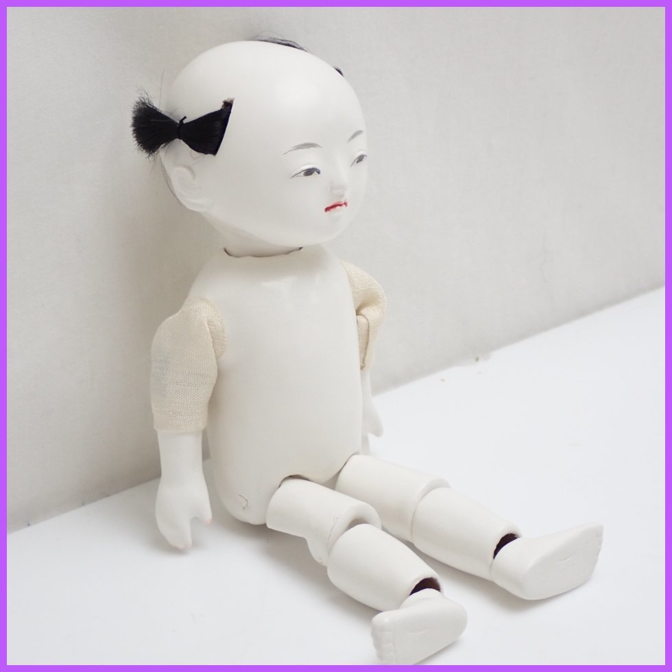 ☆無銘 三つ折れ人形 男の子 約16cm/正座/裸/日本人形/市松人形/御所