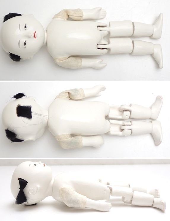 ☆無銘 三つ折れ人形 男の子 約16cm/正座/裸/日本人形/市松人形/御所