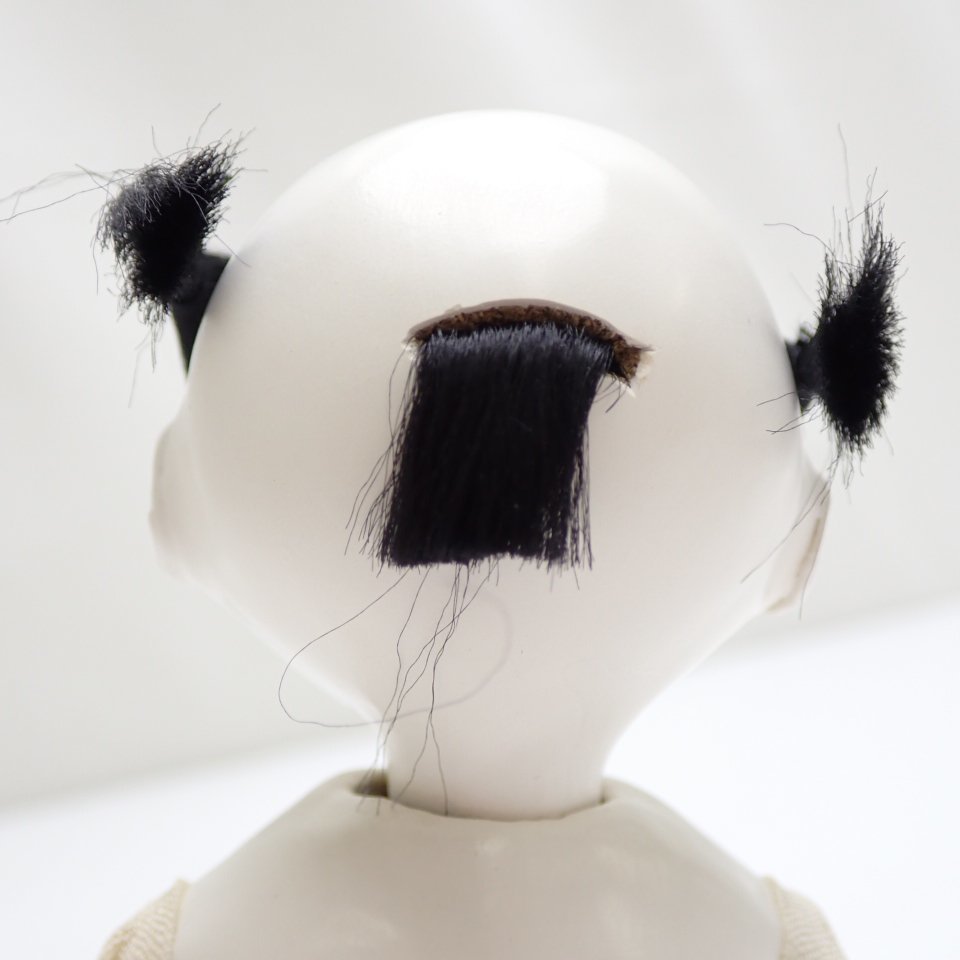 ☆無銘 三つ折れ人形 男の子 約16cm/正座/裸/日本人形/市松人形/御所