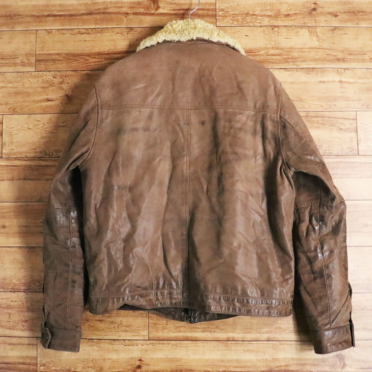 1K/R5.29-1 PALL MALL CARGO 襟ボア レザーフライトジャケット 本革 