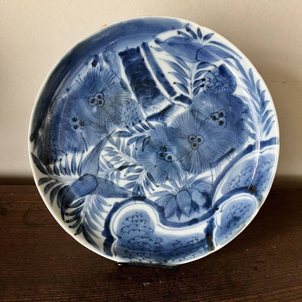 古伊万里 染付絵皿 古伊万里七寸皿 藍色の美しい江戸