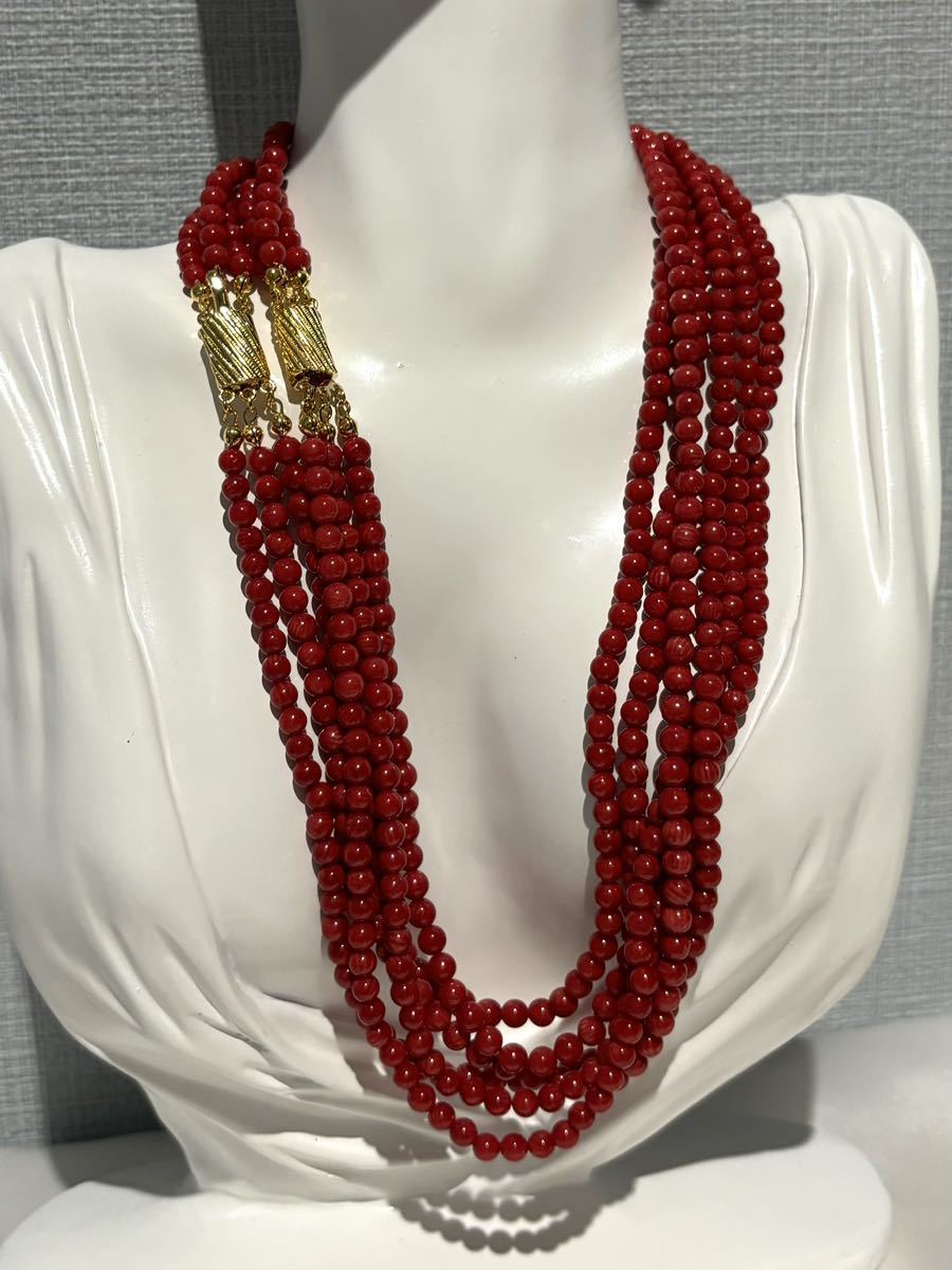 赤珊瑚　二本　ネックレス　新品