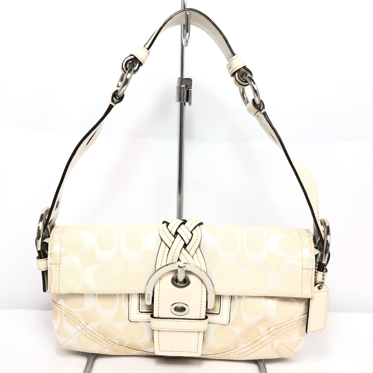 COACH ワンショルダー ソーホー シグネチャー ホワイト 白　6280 ▽COACH 6280 シグネチャー ワンショルダーバッグ ホワイト キャンバス