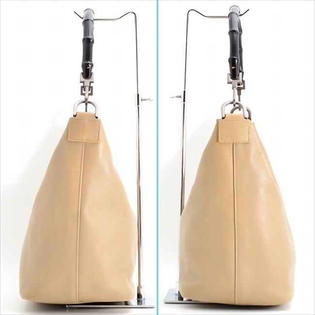 GUCCI グッチ 美品 正規品 ヴィンテージ バンブー ショルダーバッグ ワンショルダー レザー 本革 レディース ベージュ