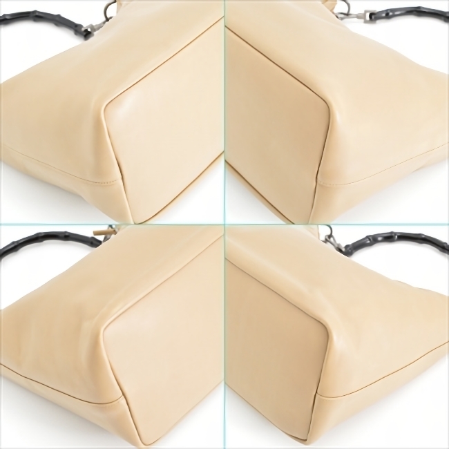 GUCCI グッチ 美品 正規品 ヴィンテージ バンブー ショルダーバッグ ワンショルダー レザー 本革 レディース ベージュ