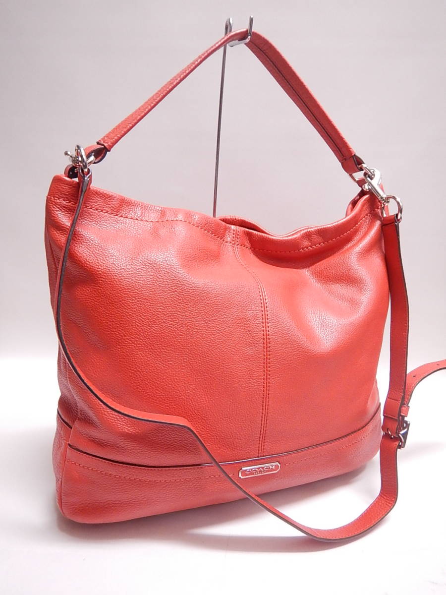 極美品■コーチ 2wayバッグ オレンジ系 レザー マディソン ショルダーバッグ■