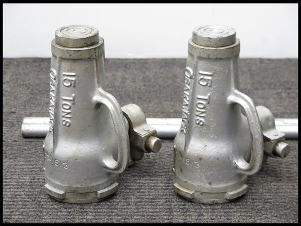 ●A) 2台セット! OJ 大阪ジャッキ 揚力150KN ジャーナルジャッキ JJ-1513 使用荷重15t 揚程125mm スクリュ式ジャッキ/手動ジャッキ/手動式