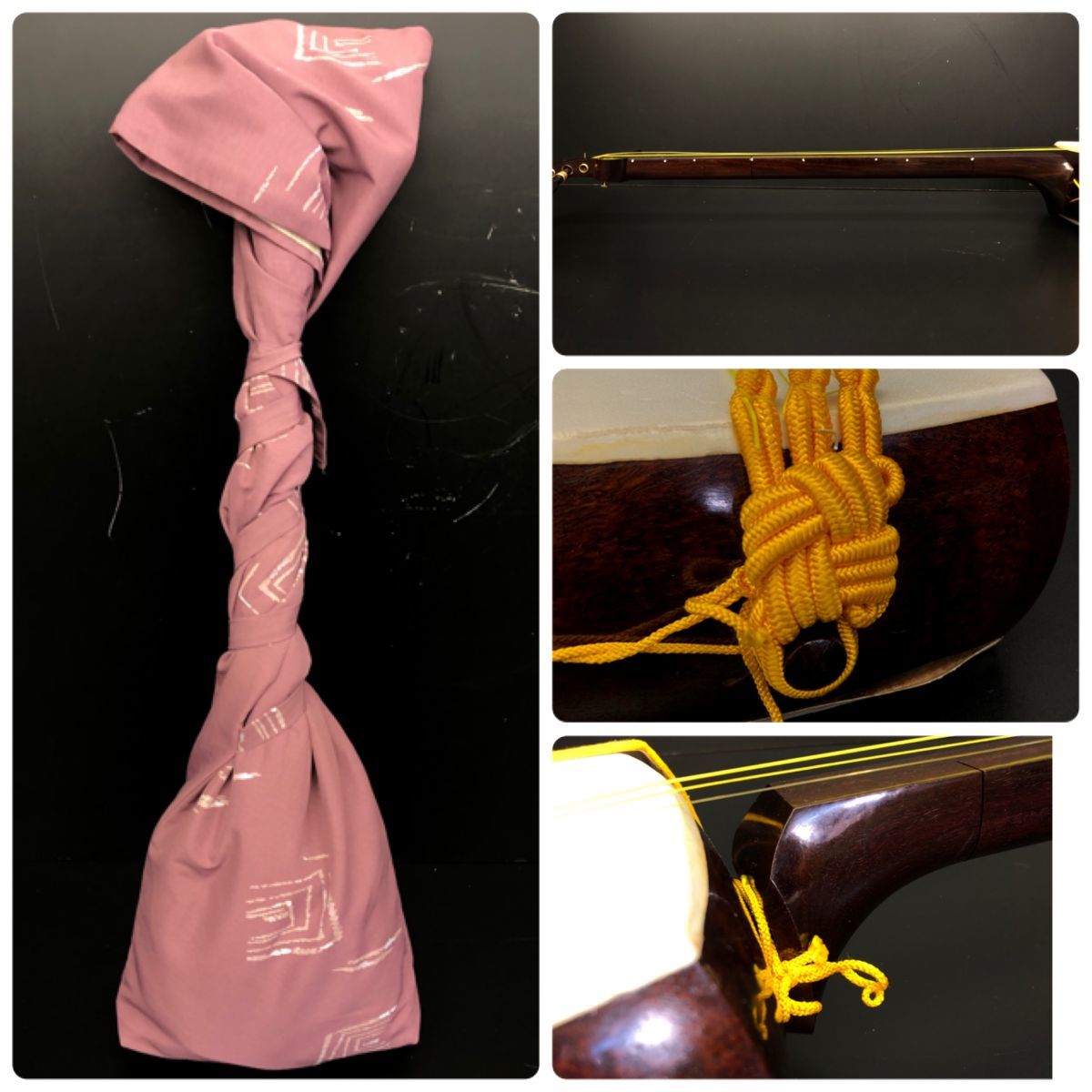 三味線 東さわり　全長95cm 短棹 26mm 中棹　収納袋付き 【308-085#100】 三味線 中棹 激虎トチ