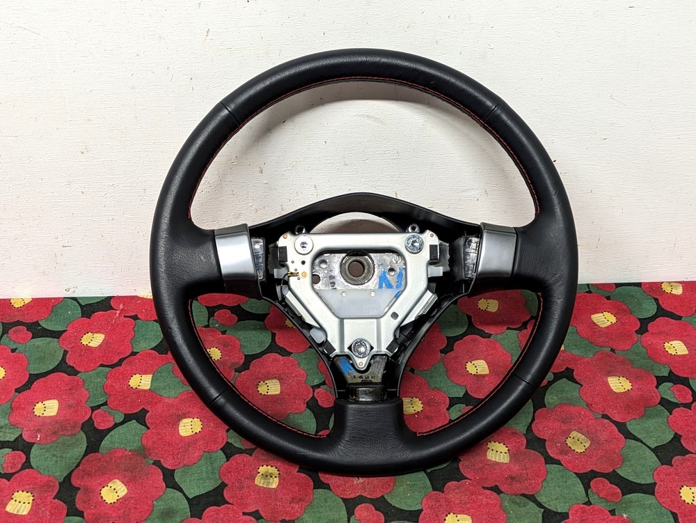 状態良 日産 純正 S15 シルビア レザー ステアリング ハンドル 赤ステッチ 1536 256-6 1426 スカイライン流用 BNR34 ER34 HR34 ENR34
