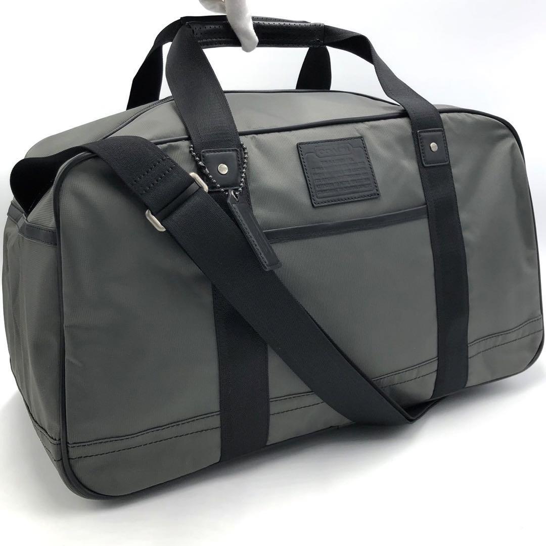 1円～【未使用・タグ付き】COACH コーチ ボストンバッグ 2way ボイジャー ショルダーバッグ 旅行かばん メンズ ユニセックス 灰 ナイロン