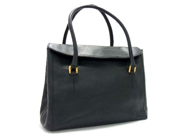 1円 HIROFU ヒロフ レザー ハンドバッグ トート ショルダー 肩掛けかばん レディース ネイビー系 BG4339