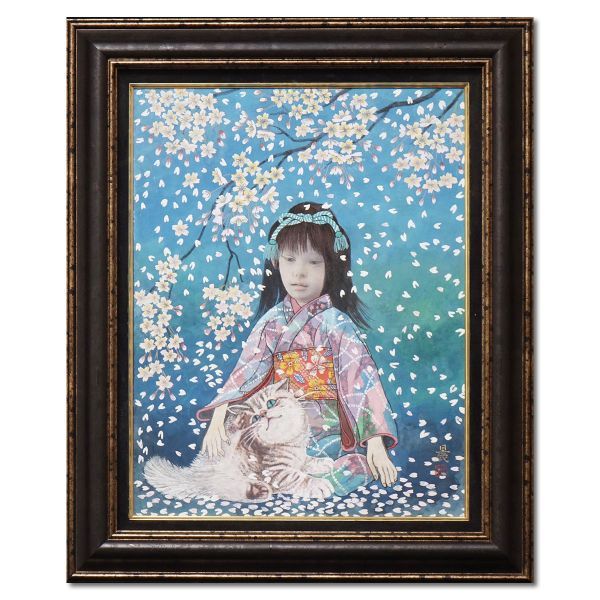 真作WISH梶喜一「美人図」日本画 約10号 絹本 佐藤晨(佐藤晨)○細密