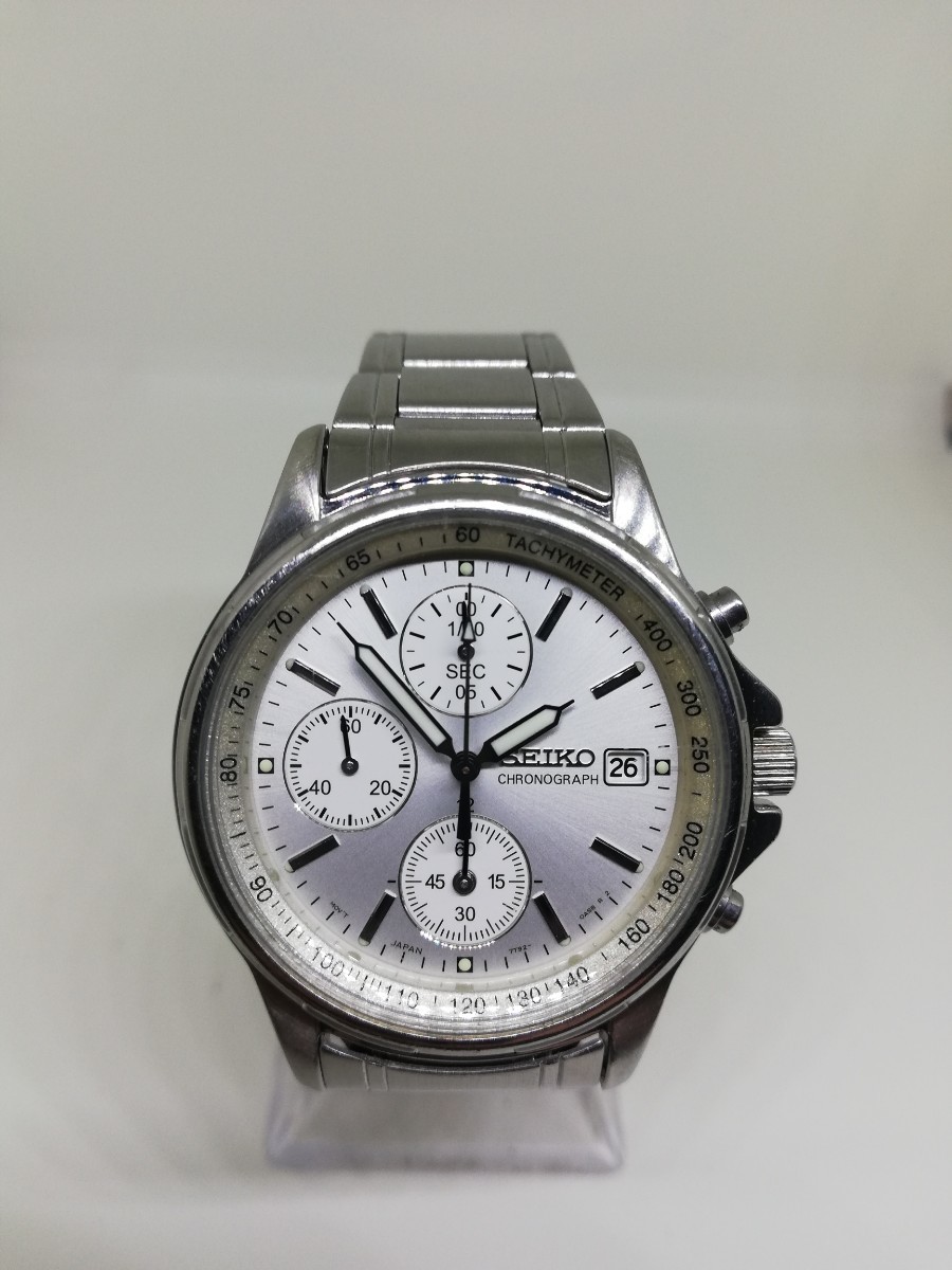 稼働品】SEIKO セイコー 7T92-0BA0 メンズクォーツクロノグラフ腕時計 