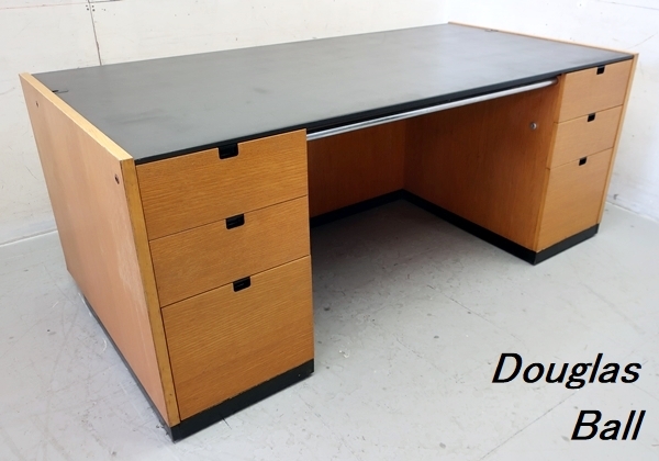 ■P668■オカムラ■Sunar■F SYSTEM■ダグラス・ボール/Douglas Ball■ヴィンテージ■エグゼクティブデスク■両袖デスク■