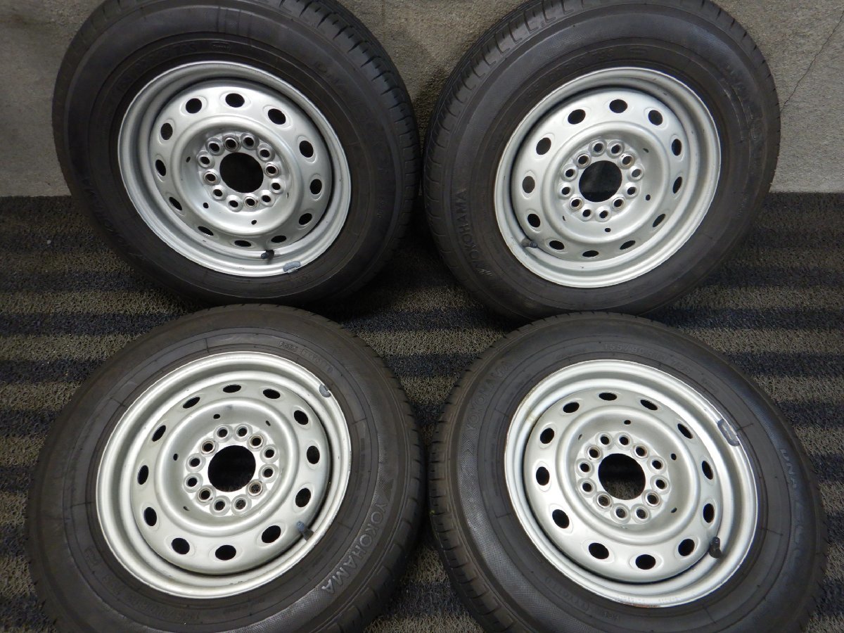 パT6249■155/80R13 YOKOHAMA ECOS ES300 スチール 5J 4H マルチ★条件付送料無料★パッソ ブーン ヴィッツ