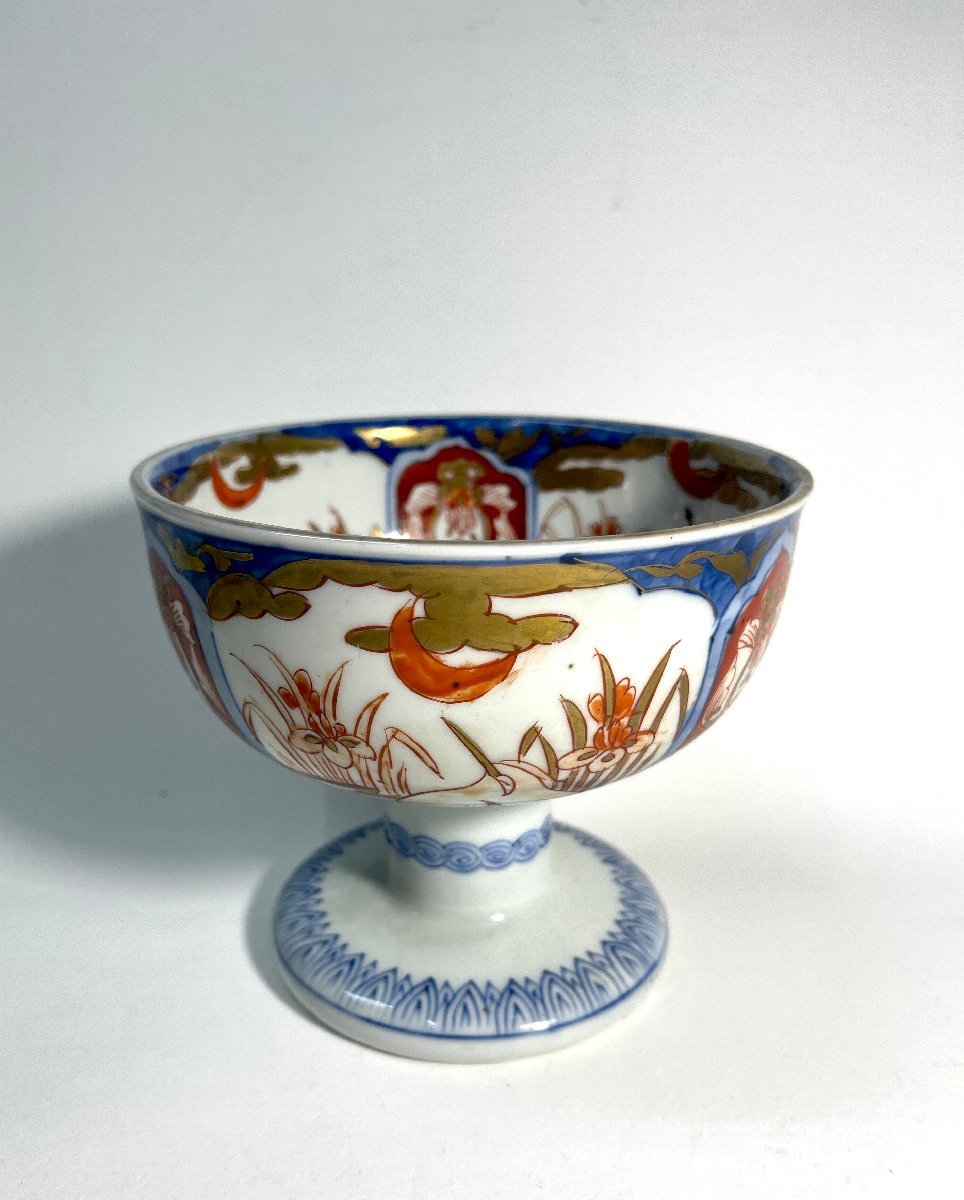 【洛座】古伊万里 染付錦手水仙文 盃洗 ＜蕎麦猪口皿 ◆703-5