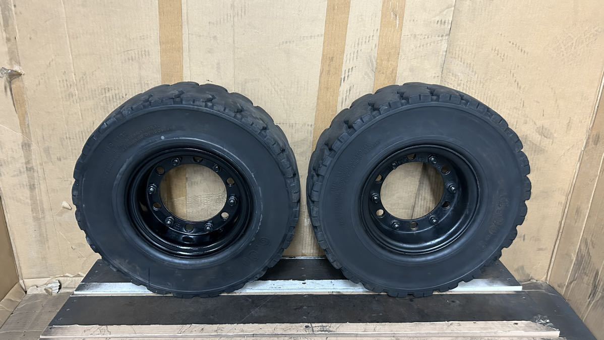 235387　フォークリフト用　中古ノーパンクタイヤホイール付き　6.00-9 　２本セット