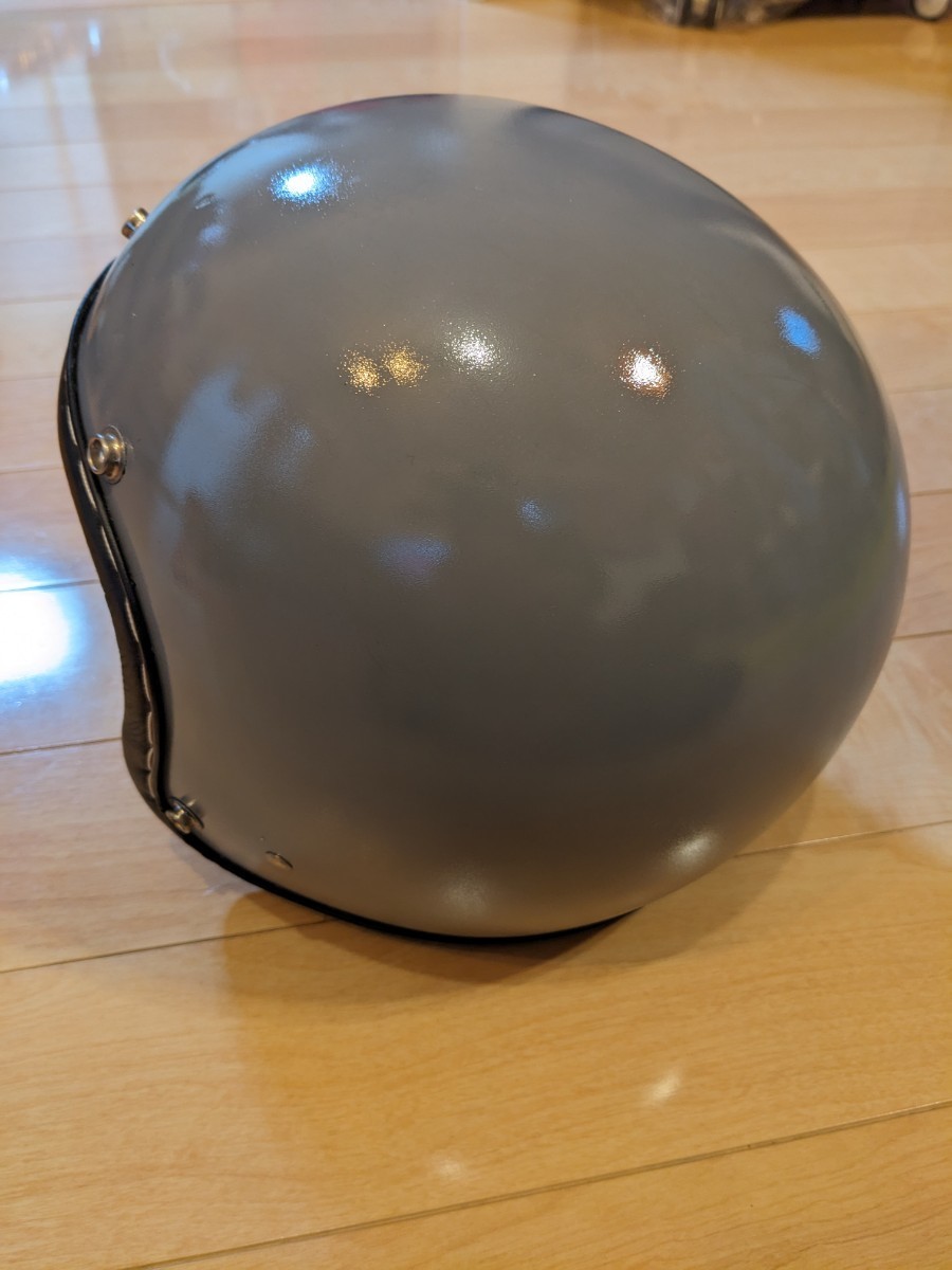 立花 革巻 ジェットヘルメット 内部加工済み 中古品 グレー サイズL