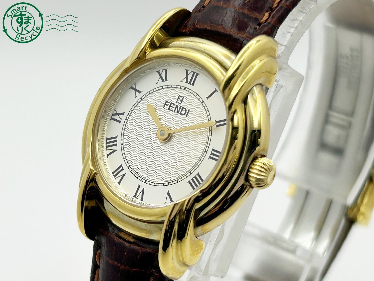 11411036　◇ 1円～! FENDI フェンディ 350L シルバー文字盤 ゴールド レディース クォーツ QUARTZ QZ 腕時計 中古
