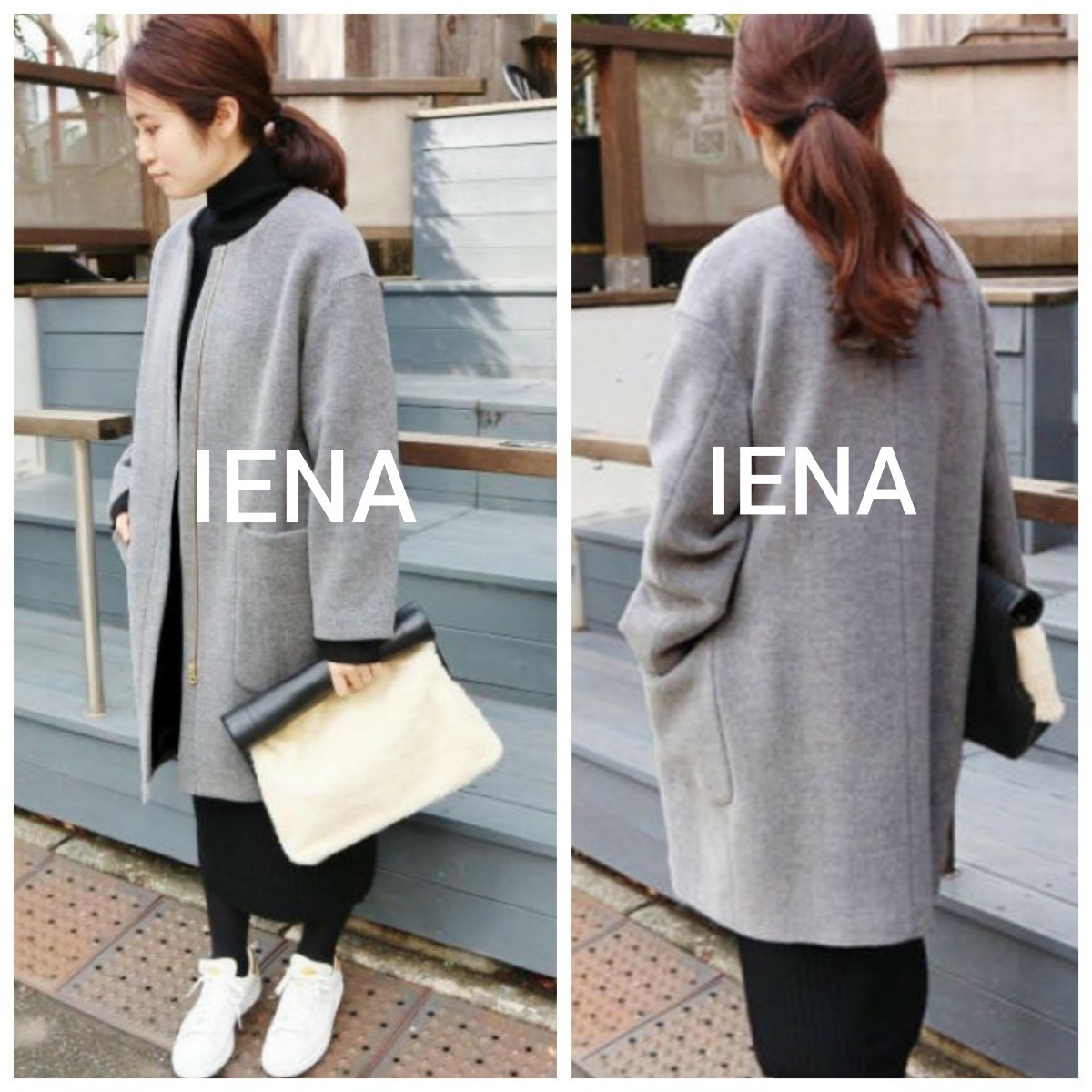 IENA 0 ノーカラーコート グレー レディース IENA（イエナ） イエナ 