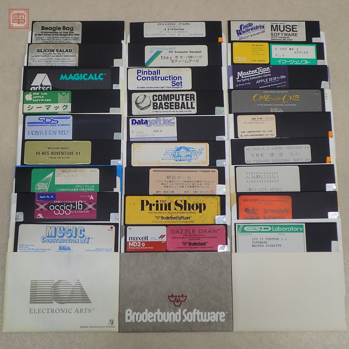 ※FDのみ Apple II 5インチFD Castle Wolfenstein/MYSTERY HOUSE/PLANETARIUM/DAZZLE DRAW/SILICON SALAD/Beagle Bag等まとめてセット【10