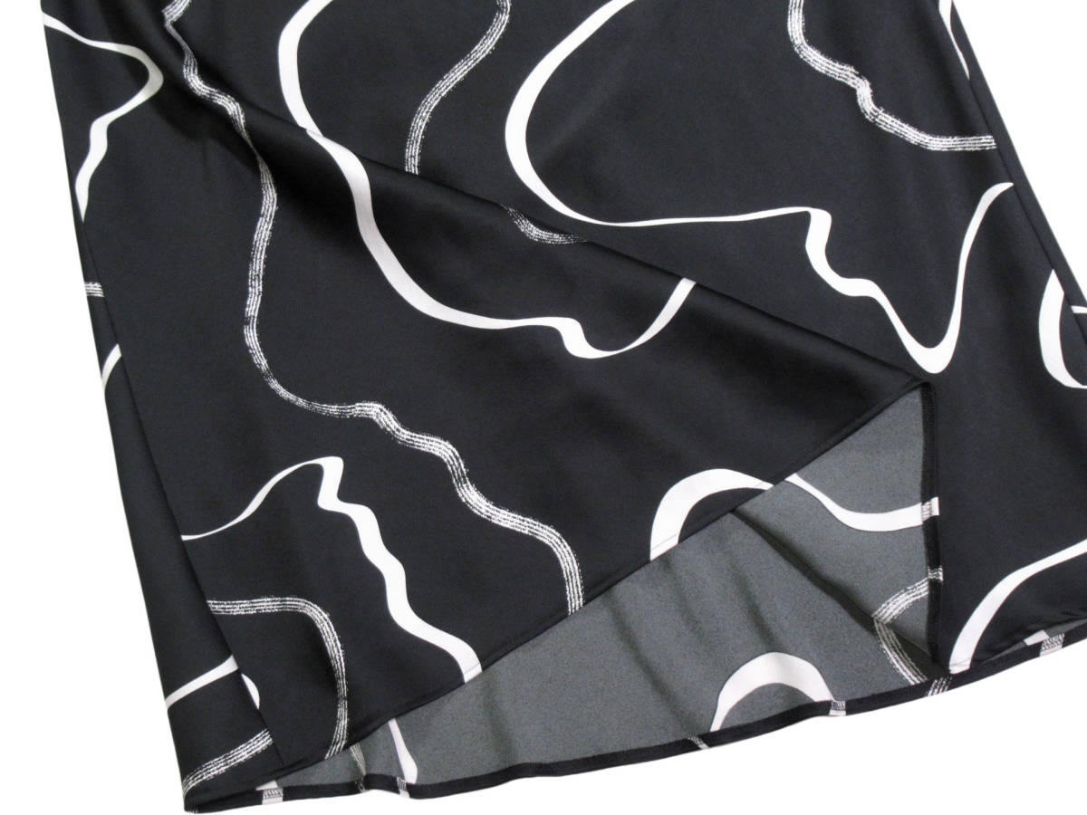 アダムエロぺ ADAM ET ROPE 微光沢 とろみ 柄 バックウエストゴム ロングマキシフレアスカート サテンプリントマーメイドスカート 36 