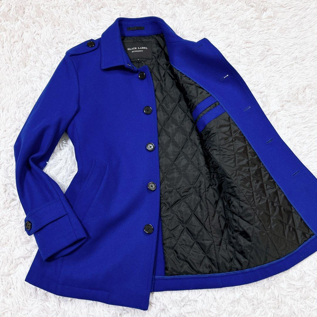 【希少色ブルー】極美品 バーバリーブラックレーベル シングルトレンチコート ブルー 裏地 キルティング ピーコート M Burberry メンズ
