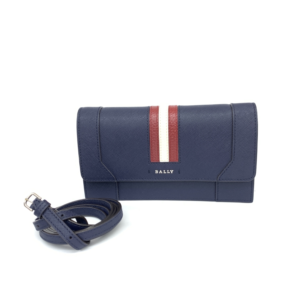希少】 BALLY バリー ワンショルダーバッグ シボ革 ネイビー 金具 希少 