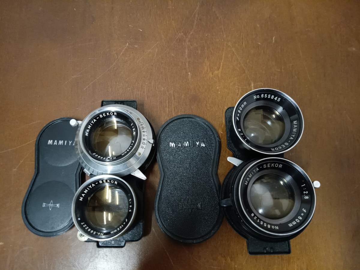 希少!!　必見　二眼レフ　LENS レンズ　まとめ　MAMIYA　マミヤ　MAMIYA-SEKOR 1:3.5 105mm 1:2.8 80mm カメラレンズ　ジャンク