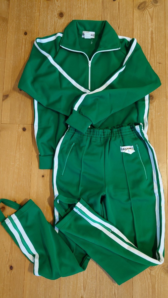 Jelenk ジェレンク 緑白二本ライン ジャージ上下 学校ジャージ 体操服